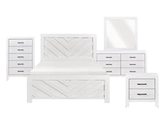 Corbin White V-Pattern 5-Piece Queen Bedroom Set - Ornate Home