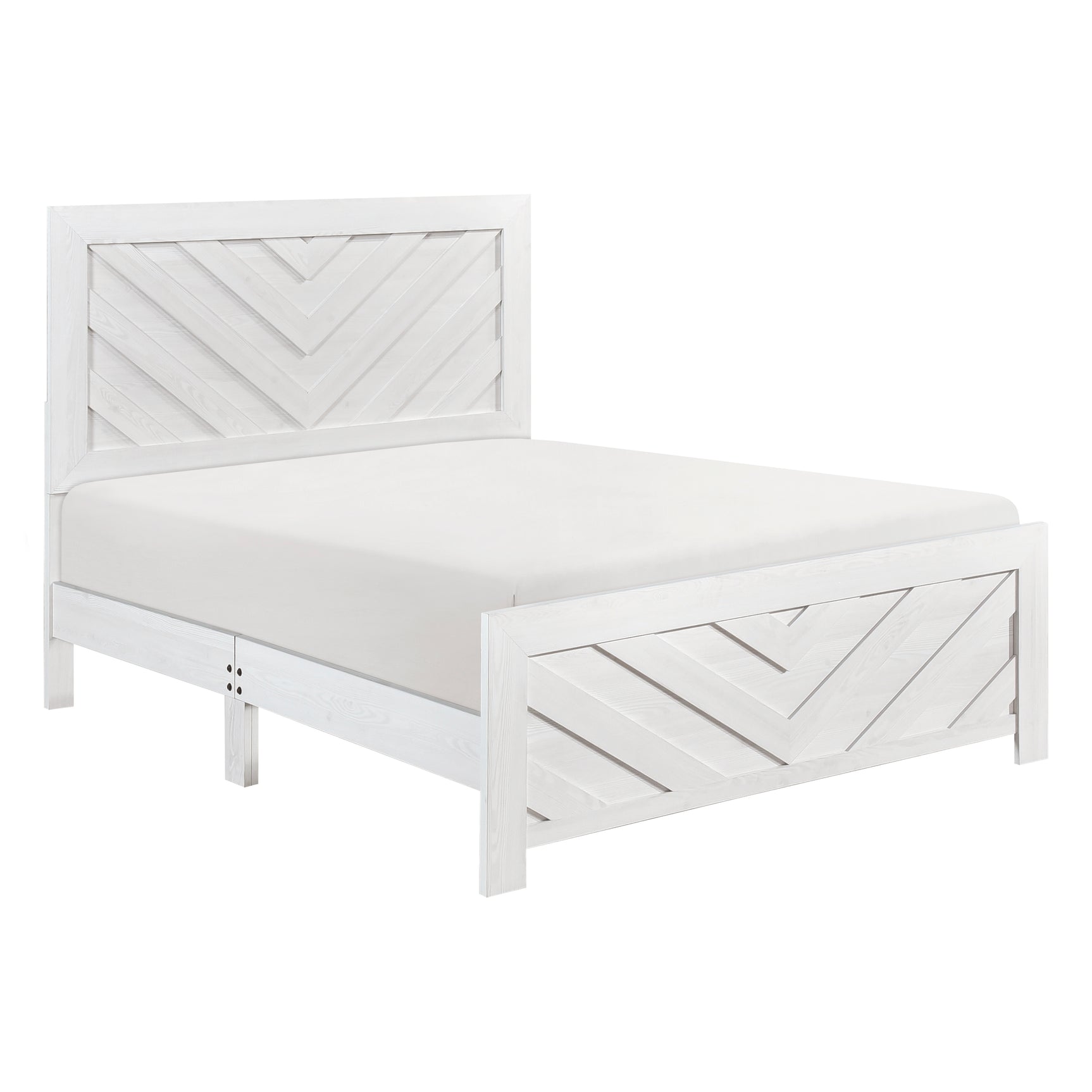 Corbin White V-Pattern 5-Piece Queen Bedroom Set - Ornate Home