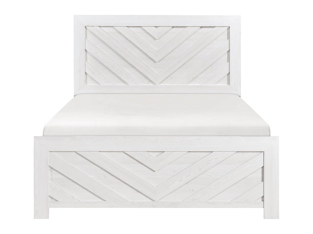 Corbin White V-Pattern Queen Bed - Ornate Home