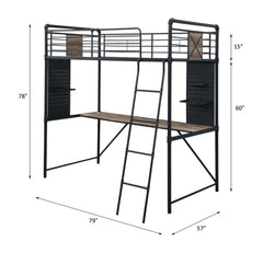 Cordelia Twin Loft Bed W/Desk - Ornate Home