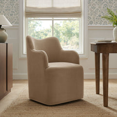 Cordelle Almond Linen Blend Swivel Dining Chair - Ornate Home