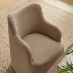 Cordelle Almond Linen Blend Swivel Dining Chair - Ornate Home