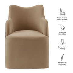 Cordelle Almond Linen Blend Swivel Dining Chair - Ornate Home