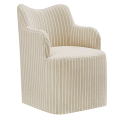 Cordelle Oatmeal Stripe Linen Blend Swivel Dining Chair - Ornate Home