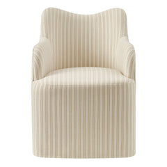 Cordelle Oatmeal Stripe Linen Blend Swivel Dining Chair - Ornate Home