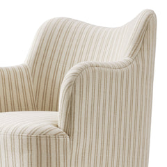 Cordelle Oatmeal Stripe Linen Blend Swivel Dining Chair - Ornate Home