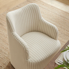 Cordelle Oatmeal Stripe Linen Blend Swivel Dining Chair - Ornate Home