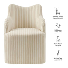 Cordelle Oatmeal Stripe Linen Blend Swivel Dining Chair - Ornate Home