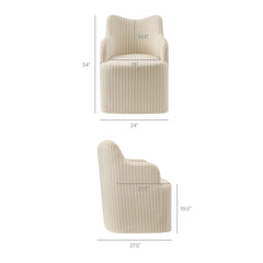 Cordelle Oatmeal Stripe Linen Blend Swivel Dining Chair - Ornate Home