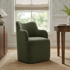 Cordelle Sage Linen Blend Swivel Dining Chair - Ornate Home