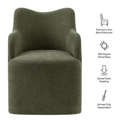 Cordelle Sage Linen Blend Swivel Dining Chair - Ornate Home
