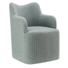 Cordelle Spa Blue Stripe Linen Blend Swivel Dining Chair - Ornate Home
