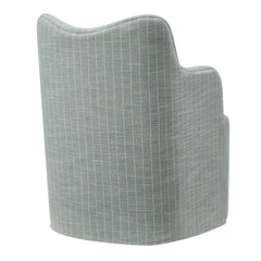 Cordelle Spa Blue Stripe Linen Blend Swivel Dining Chair - Ornate Home