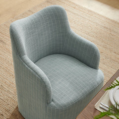 Cordelle Spa Blue Stripe Linen Blend Swivel Dining Chair - Ornate Home
