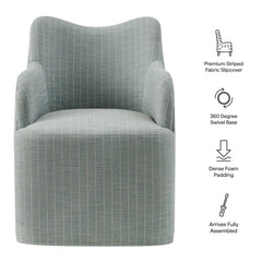 Cordelle Spa Blue Stripe Linen Blend Swivel Dining Chair - Ornate Home