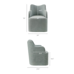 Cordelle Spa Blue Stripe Linen Blend Swivel Dining Chair - Ornate Home