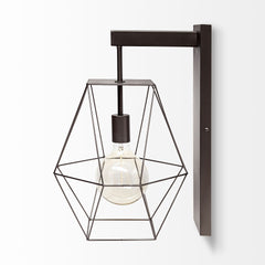 Cordova Gray Metal Hanging Bulb Caged Wall Sconce - Ornate Home