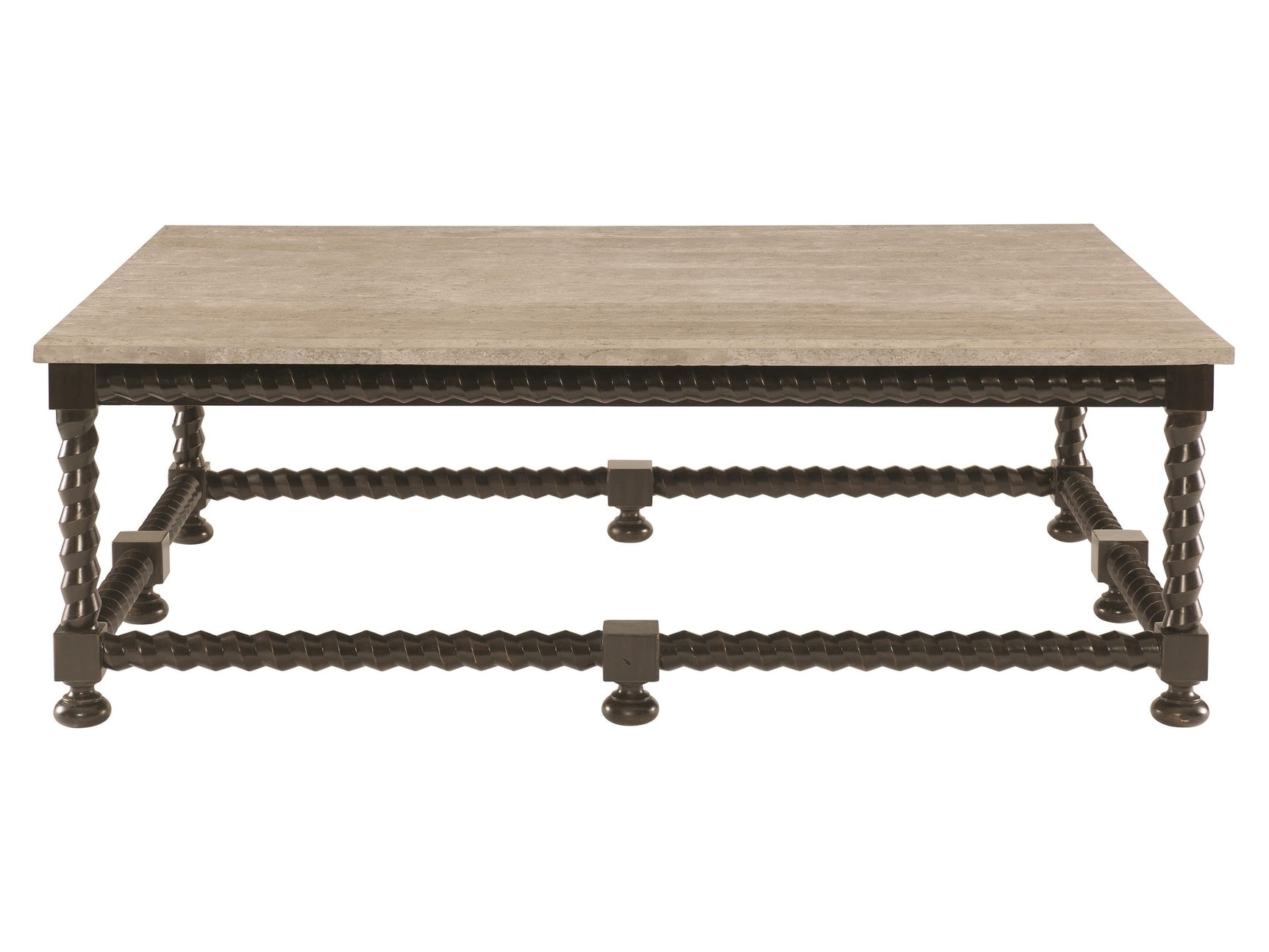 Cordova Travertine/Ebonized Cocktail Table - Ornate Home