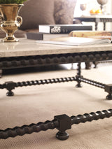 Cordova Travertine/Ebonized Cocktail Table - Ornate Home