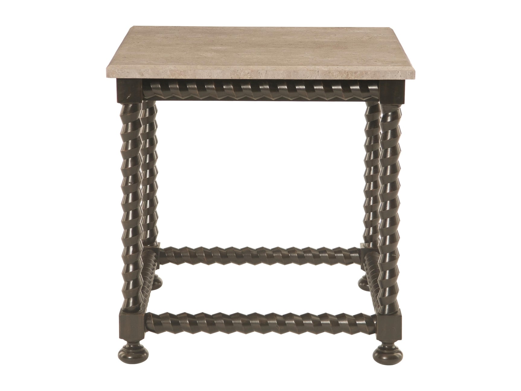 Cordova Travertine/Ebonized Side Table - Ornate Home