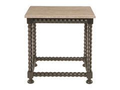 Cordova Travertine/Ebonized Side Table - Ornate Home