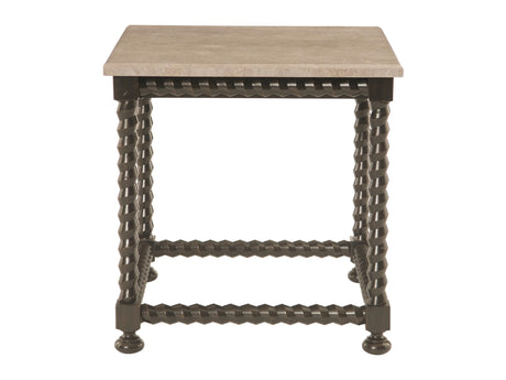 Cordova Travertine/Ebonized Side Table - Ornate Home