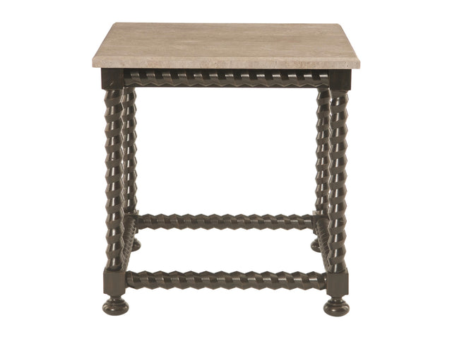 Cordova Travertine/Ebonized Side Table - Ornate Home