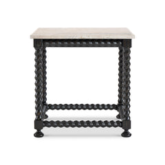 Cordova White/Beige Marble Side Table - Ornate Home