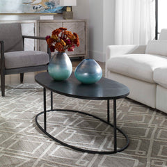 Coreene Black Oval Coffee Table - Ornate Home