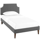 Corene Gray Fabric Twin Platform Bed with Squared Tapered Legs - Ornate Home