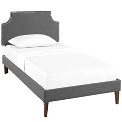 Corene Gray Fabric Twin Platform Bed with Squared Tapered Legs - Ornate Home