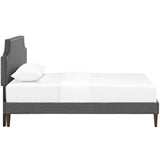 Corene Gray Fabric Twin Platform Bed with Squared Tapered Legs - Ornate Home