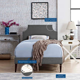 Corene Gray Fabric Twin Platform Bed with Squared Tapered Legs - Ornate Home