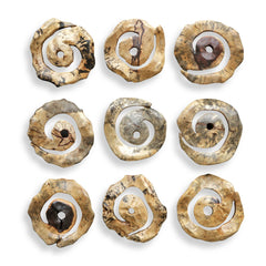 Corkscrew Woodtone Wood Wall Decor (Set of 9) - Ornate Home
