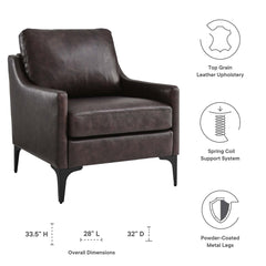 Corland Brown Leather Armchair - Ornate Home