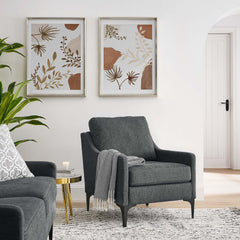 Corland Charcoal Upholstered Fabric Armchair - Ornate Home