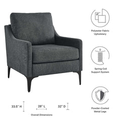 Corland Charcoal Upholstered Fabric Armchair - Ornate Home