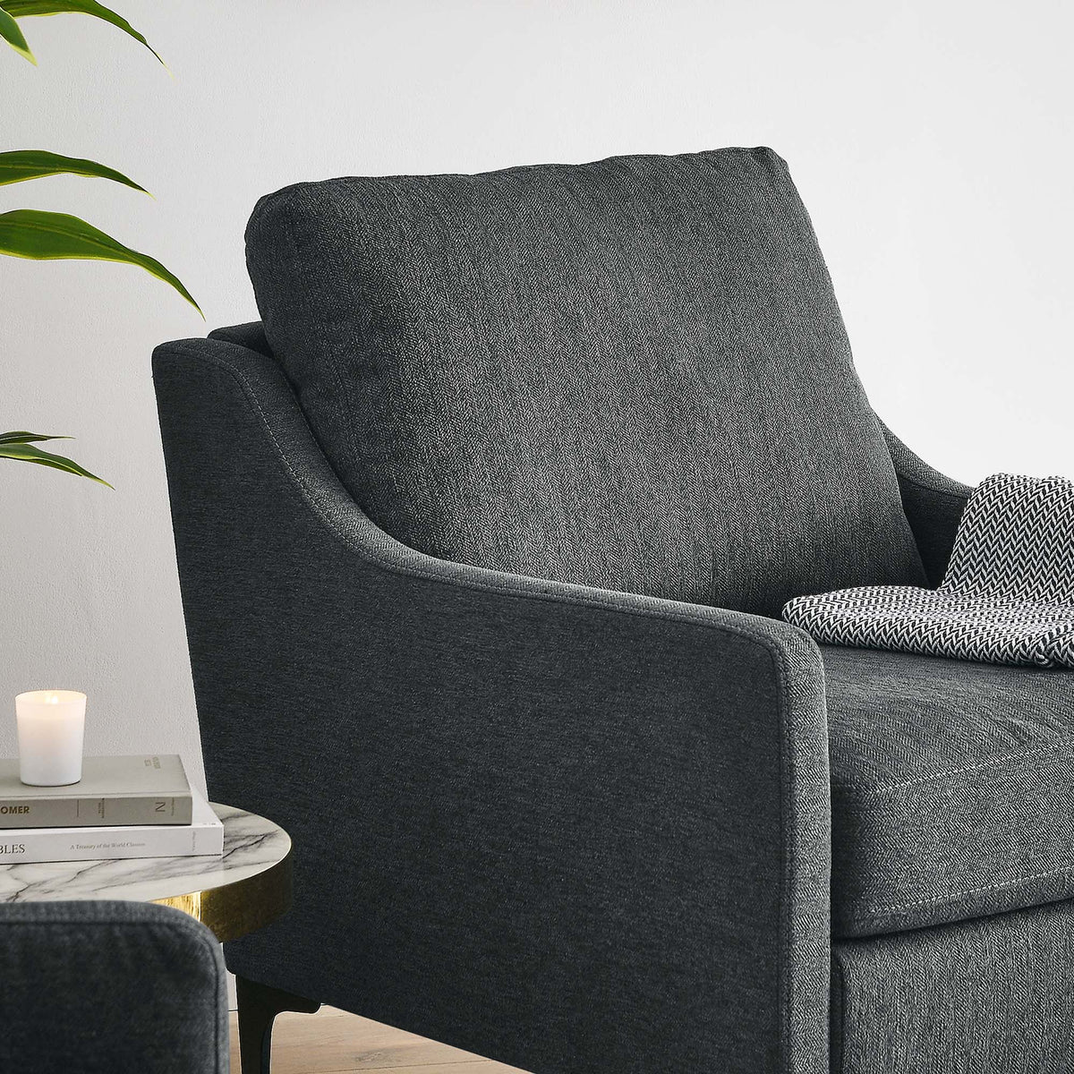 Corland Charcoal Upholstered Fabric Armchair - Ornate Home