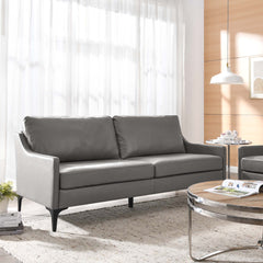 Corland Gray Leather Sofa - Ornate Home