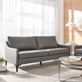 Corland Gray Leather Sofa - Ornate Home