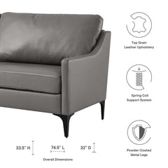 Corland Gray Leather Sofa - Ornate Home