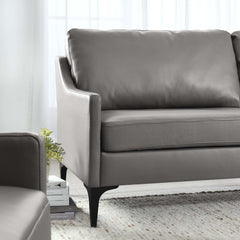 Corland Gray Leather Sofa - Ornate Home
