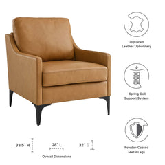Corland Tan Leather Armchair - Ornate Home