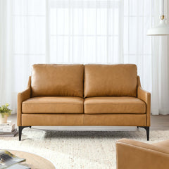Corland Tan Leather Loveseat - Ornate Home