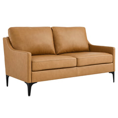 Corland Tan Leather Loveseat - Ornate Home