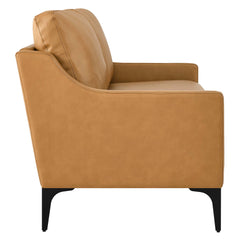 Corland Tan Leather Loveseat - Ornate Home