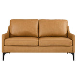 Corland Tan Leather Loveseat - Ornate Home