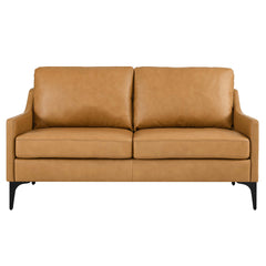 Corland Tan Leather Loveseat - Ornate Home