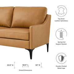 Corland Tan Leather Loveseat - Ornate Home