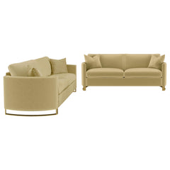 Corliss Camel 2-piece Velvet Upholstered Sofa Set - Ornate Home